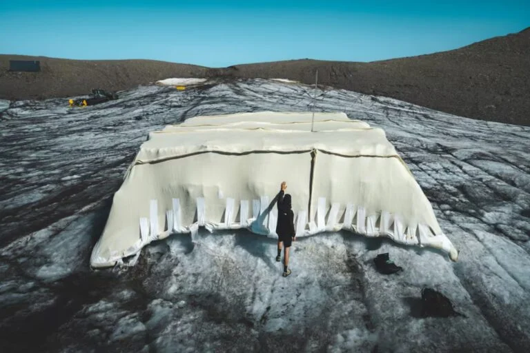 Cuatro estudiantes cubrieron un glaciar suizo con 200 m² de lana de oveja y lograron frenar el deshielo a la mitad