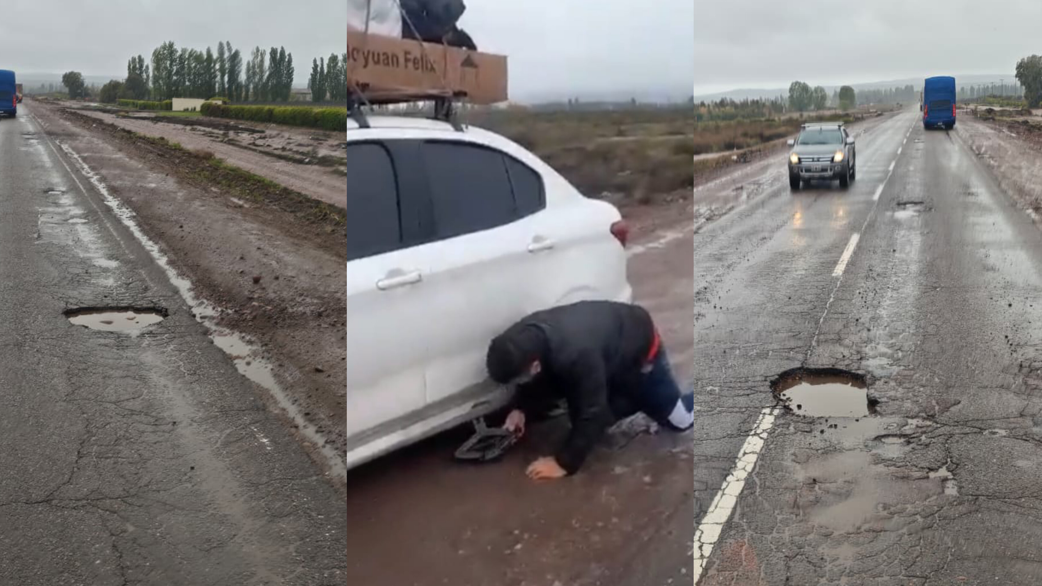 URGENTE | MÁS DE 14 AUTOS CON CUBIERTAS REVENTADAS POR LOS BACHES EN RUTA 7